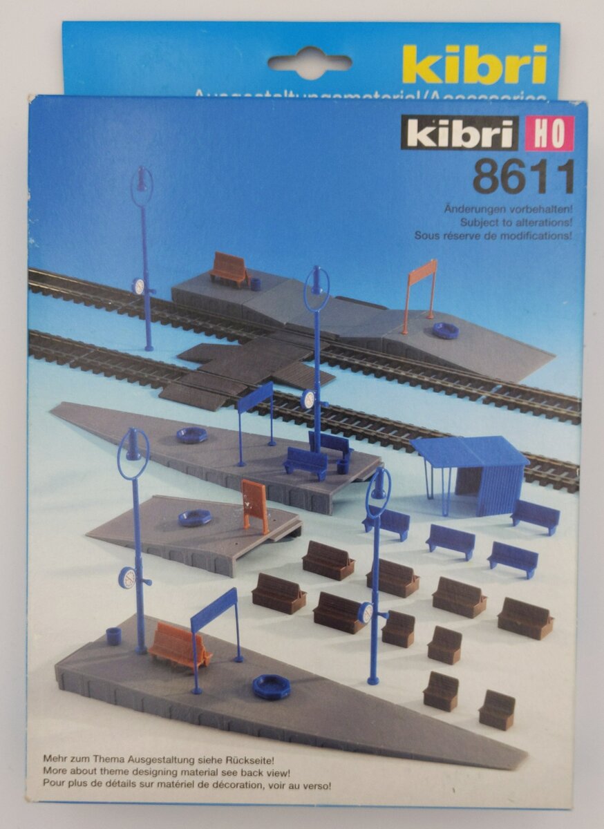 Kibri 8611 HO Train Station Platforms, Seats and Tracks Plastic Model Kit