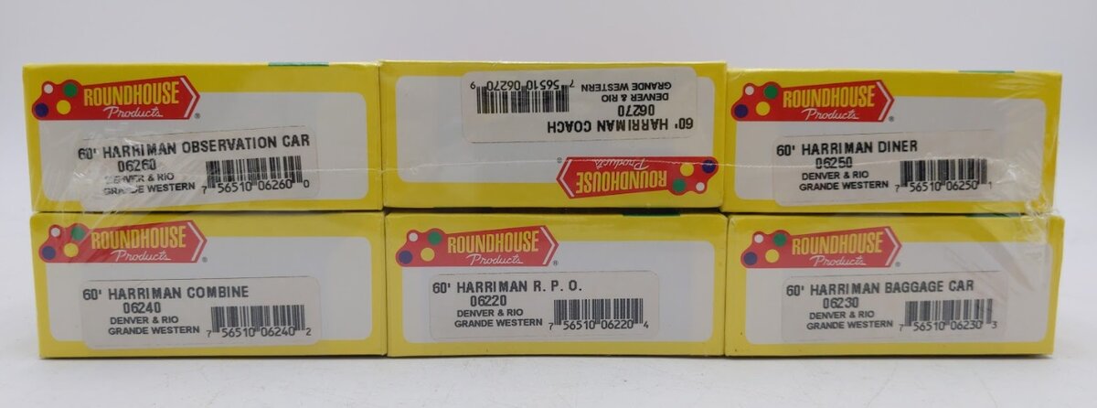 Roundhouse 06220-06270 HO DRGW 60' Harriman Assorted Cars (Set of 6)