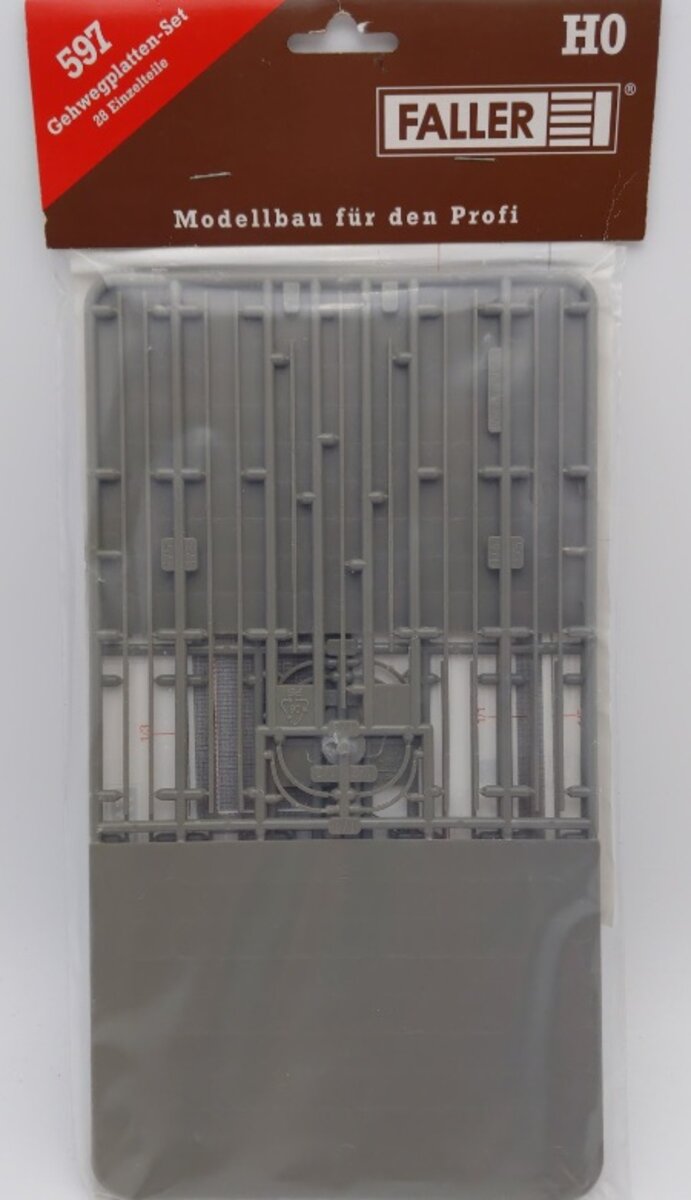 Faller 597 HO Scale Sidewalk + Curbstone Plastic Set