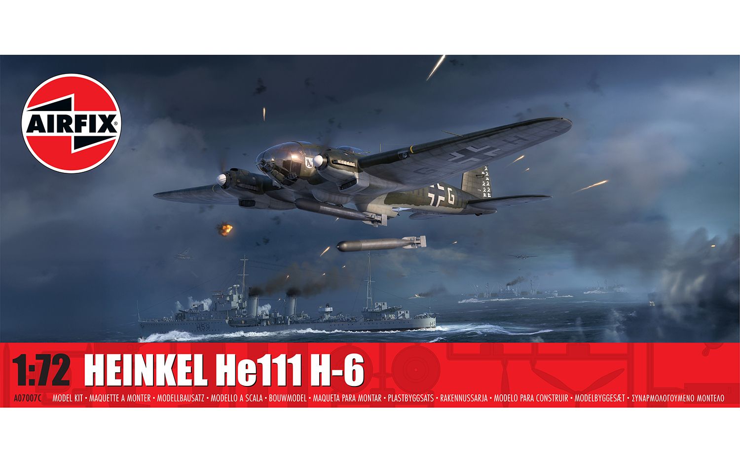 Airfix Products A07007C 1:72 Heinkel He111 H-6 Aircraft Plastic Model Kit