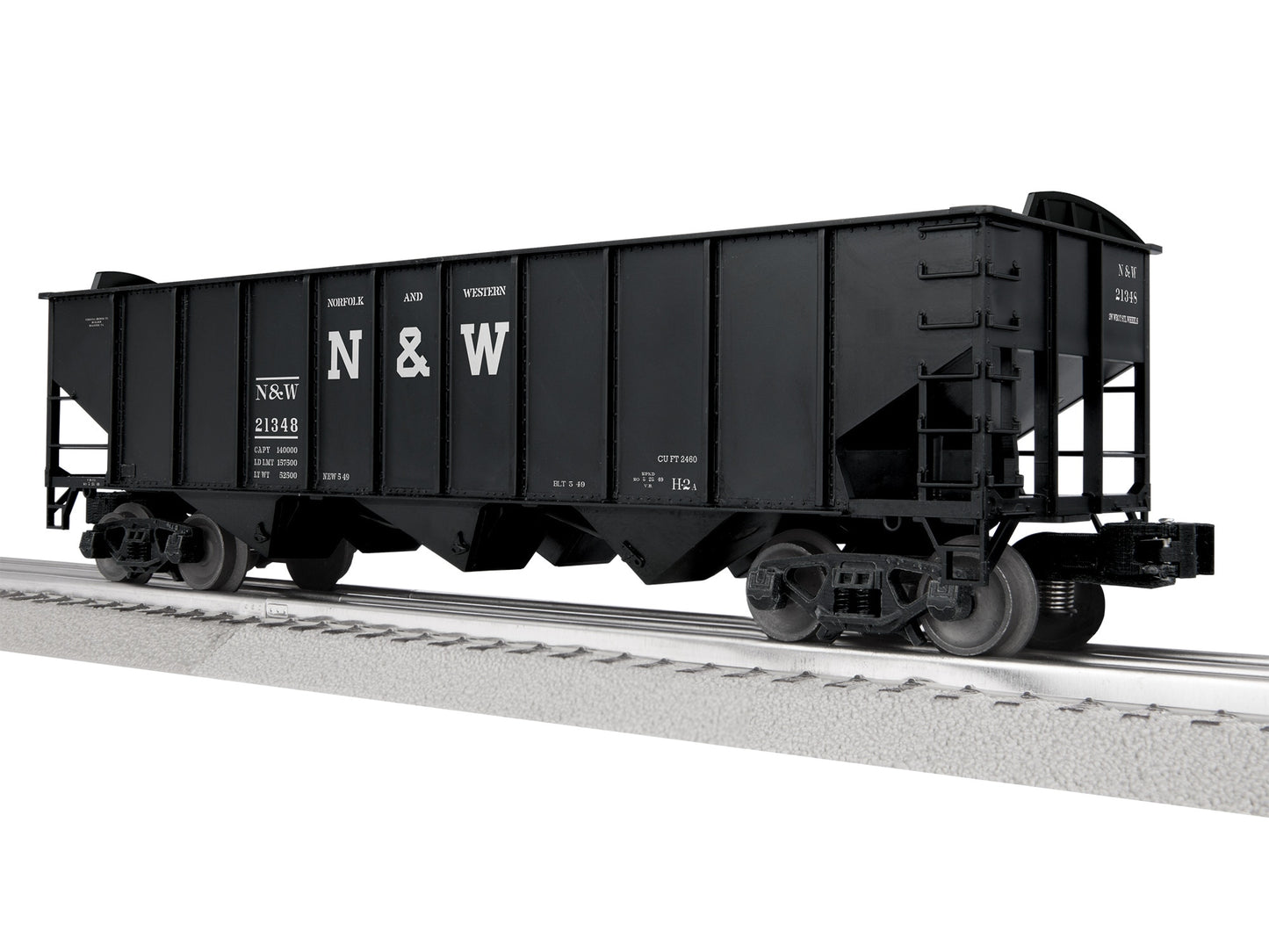 Lionel 2542239 O Norfolk & Western 3-Bay Hopper with Peaked Ends #21348