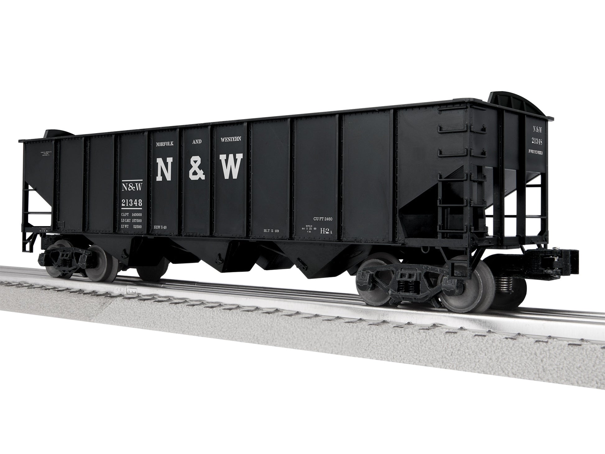 Lionel 2542239 O Norfolk & Western 3-Bay Hopper with Peaked Ends #21348