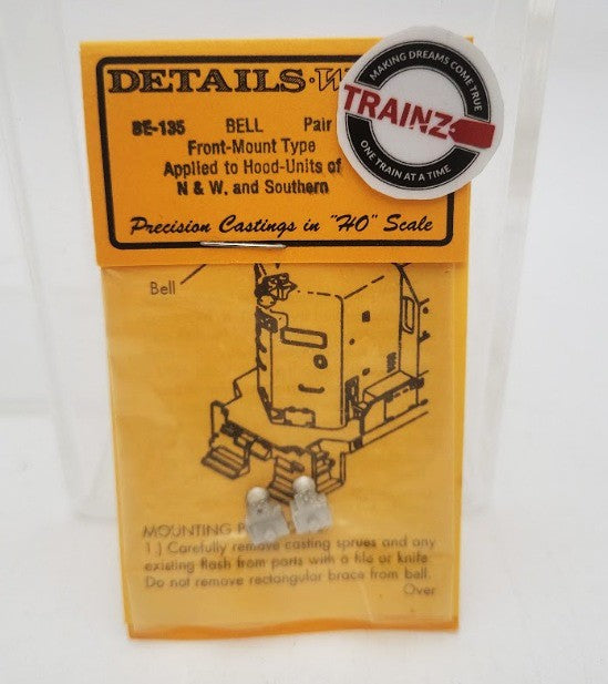 Details West BE-135 HO Scale Front Mount Type Bells Hood Units (Pack of 2)