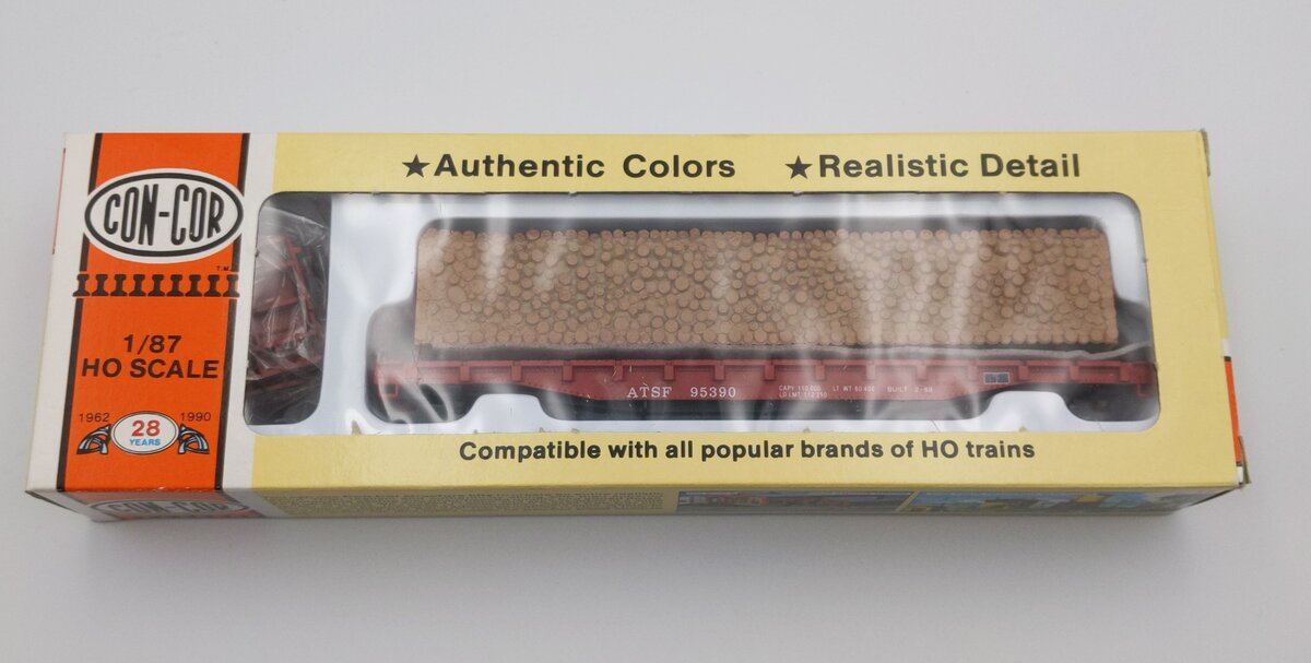 Con-Cor 0001-009201 HO Santa Fe Flatcar with Pulpwood Load