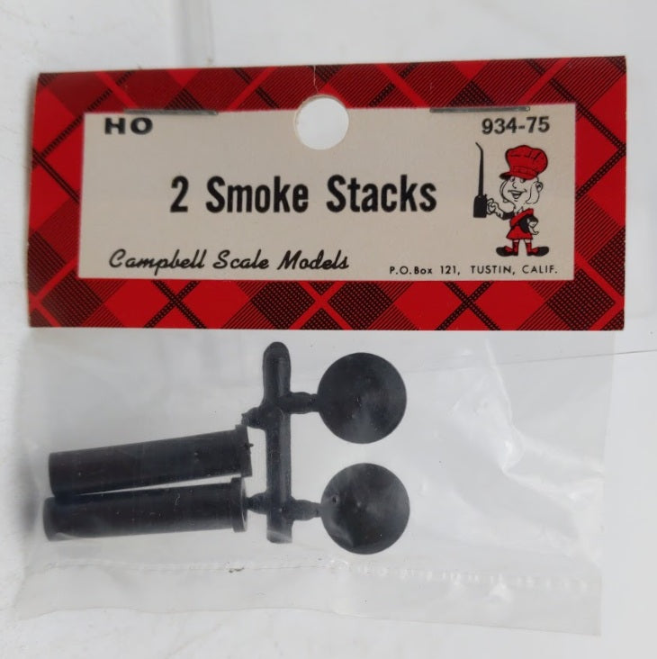 Campbell Scale Models 934-75 HO Black Smoke Stacks Plastic Kit (Pack of 2)