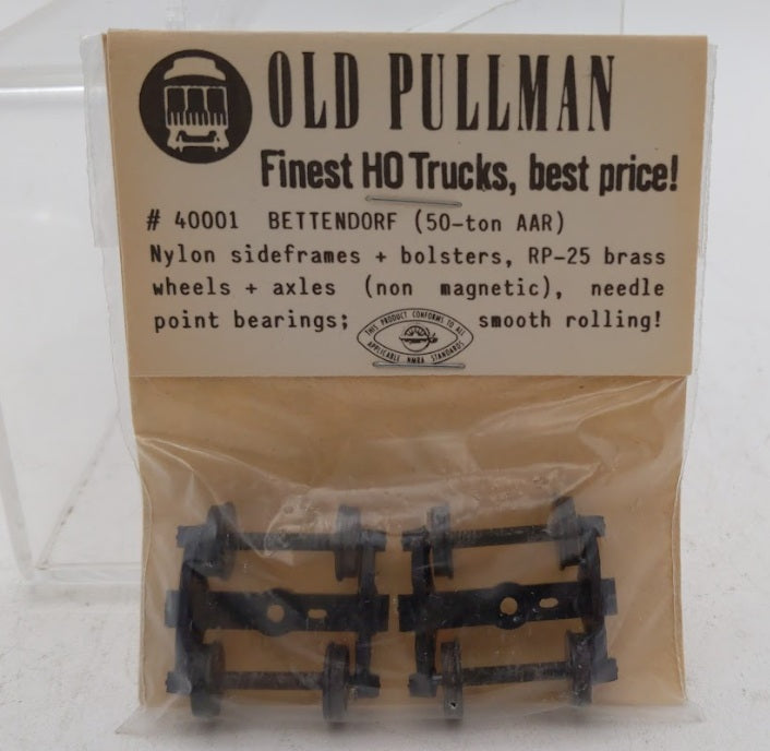 Old Pullman 40001 HO Scale Bettendorf 50 Ton AAR Trucks RP-25 Wheels Brass Axels