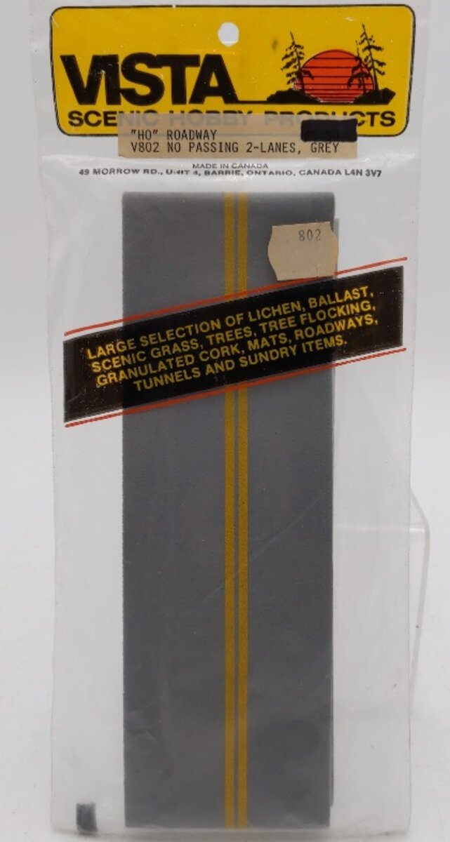 Vista Scenic Hobby Production V802 HO Scale Gray Roadway No Passing 2 Lanes