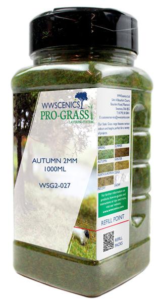WWScenics WSG2-027 2mm Autumn Static Grass - 1000 ml. Canister