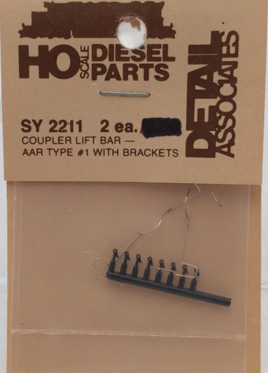 Detail Associates SY2211 HO Scale Coupler Lift Bar AAR Type #1 W/Brackets 2 Set