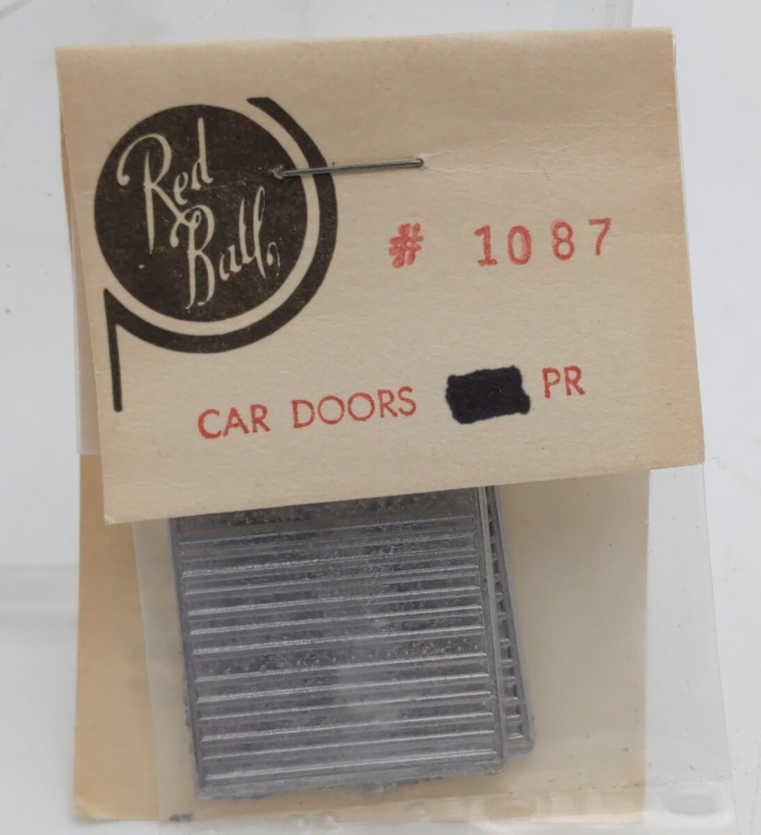 Red Ball 1087 HO Scale Car Doors PR Unpainted Metal Kit