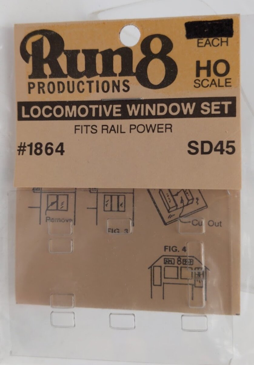 Run8 Productions 1864 HO Scale Locomotive Window Set Fits Rail Power SD45