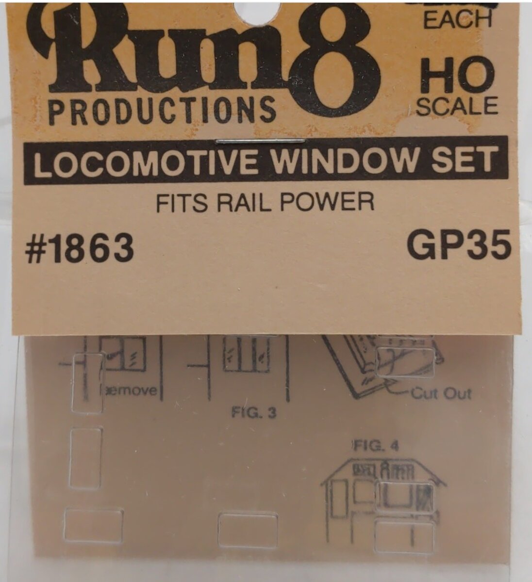 Run8 Productions 1863 HO Scale Locomotive Window Set Fits Rail Power GP35