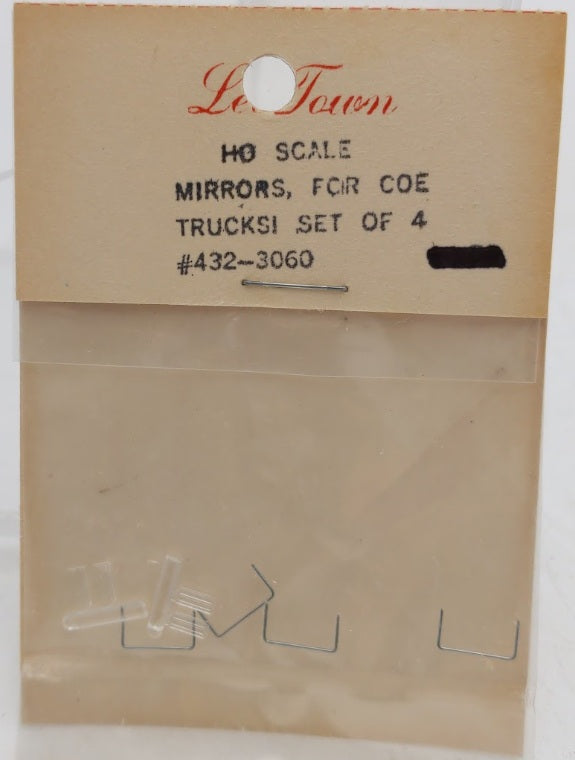 Lee Town 432-3060 HO Scale Mirrors For COE Trucks (Set of 4)