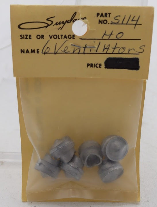 Suydam S114 HO Scale Roof Ventilator White Metal Accessory (Pack of 6)