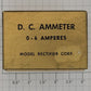 MRC DCA-0819 Model Rectifier Corp. Panel Mount DC Ammeter 0-6 Amperes