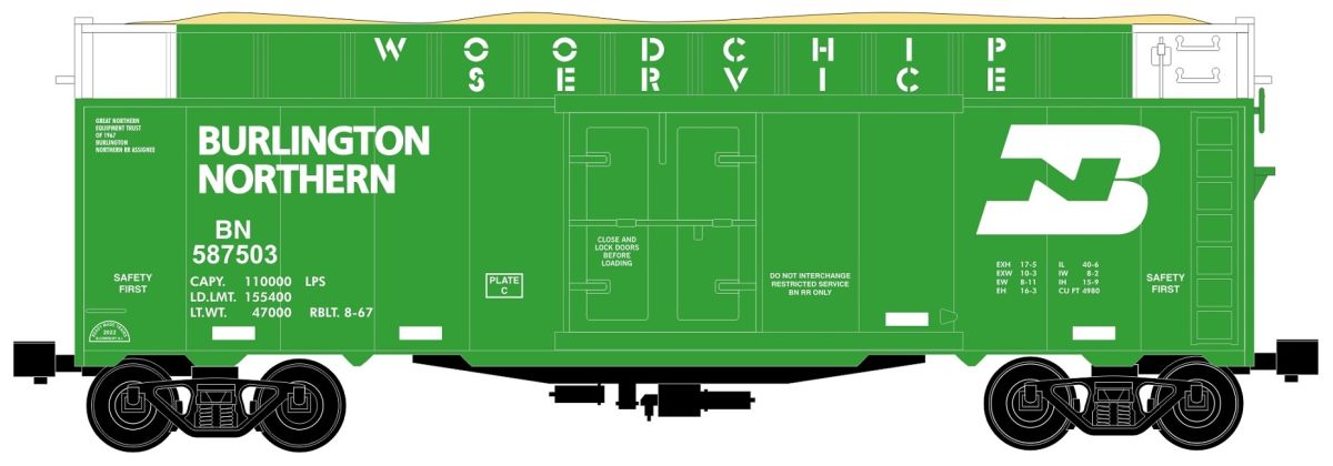 RMT 86428 O Burlington Northern Woodchip Car