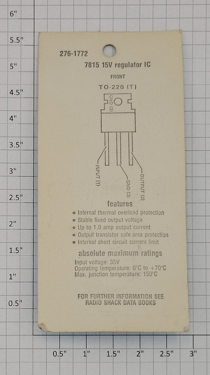 Archer 2761772 Voltage Regulator IC 15 Volt 1 Amp
