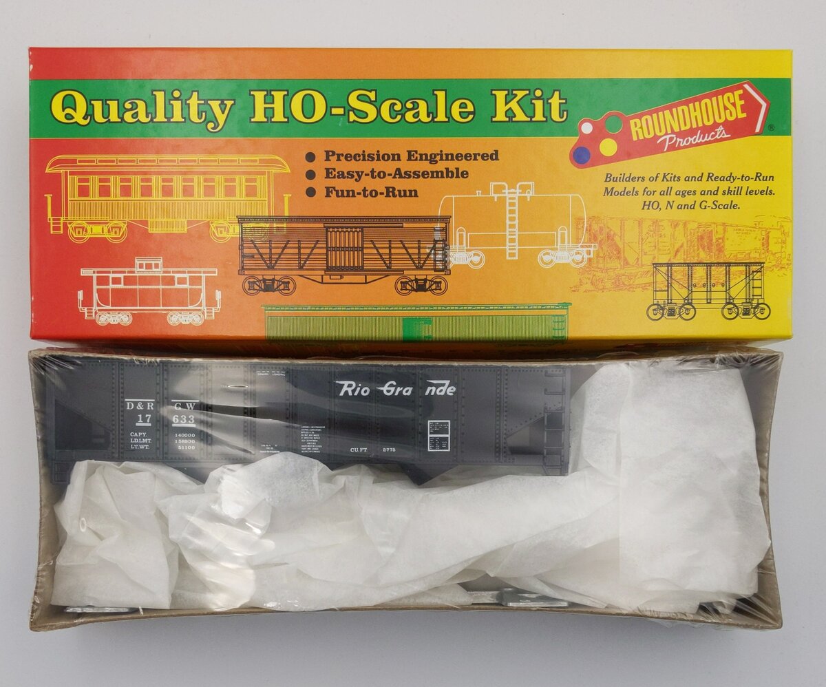 Roundhouse 01493 HO D&RGW 40' 3-Bay Ribbed Hopper Kit