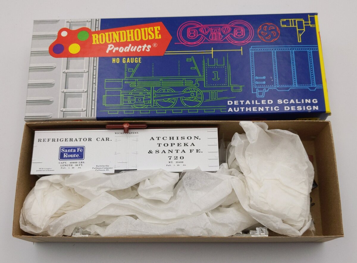 Roundhouse 7878 HO White Atchison Topeka Santa Fe 36' Open Top Reefer Kit