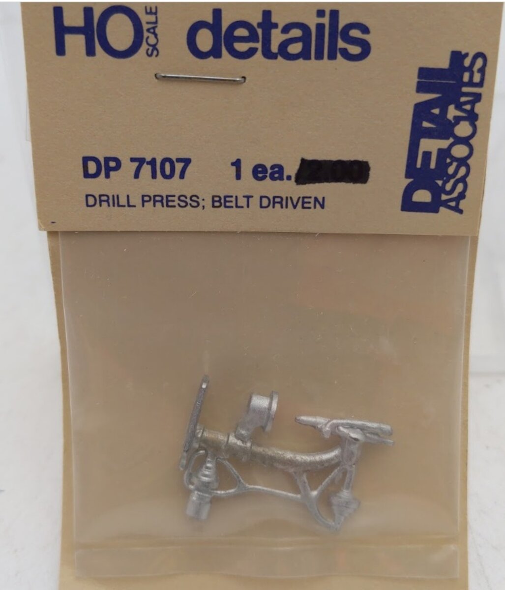 Detail Associates DP7107 HO Scale Drill Press Belt Drive White Metal Part