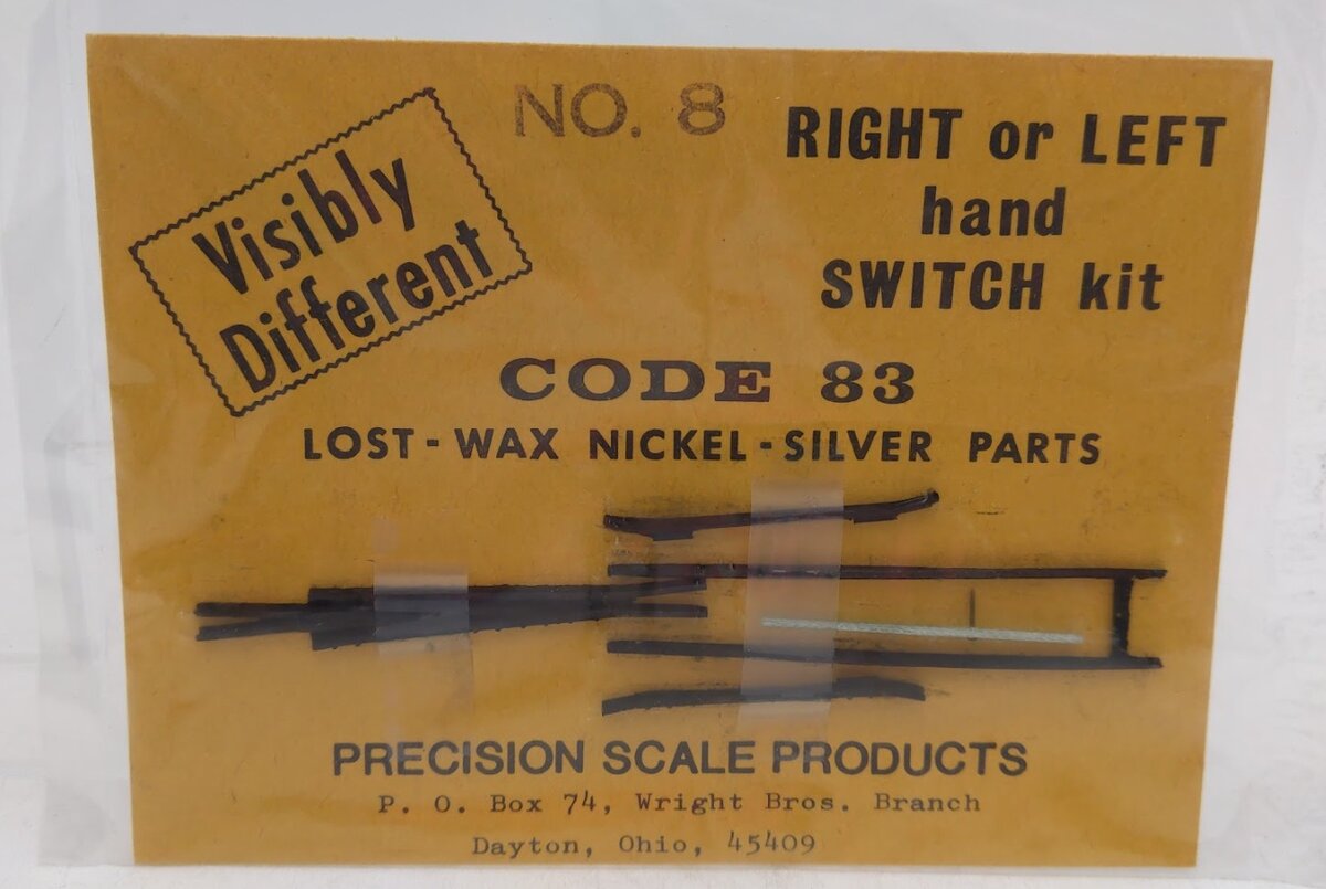 Precision Scale Co. 8 HO Right or Left Hand Switch Code 83 Wax Nickel Silver Kit