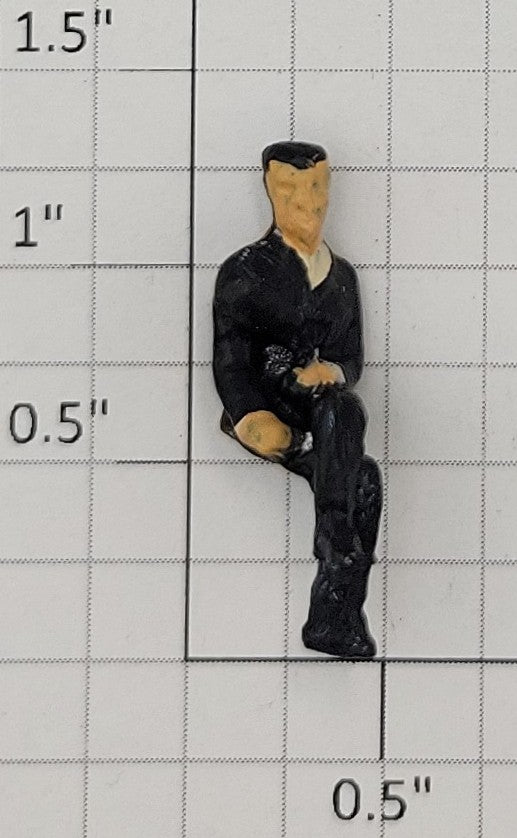 American Flyer FIG0217 Painted Metal Man in Black Suit Flyerville Sitting Figure
