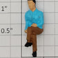 American Flyer FIG0218 Painted Metal Man Blue / Brown Flyerville Sitting Figure
