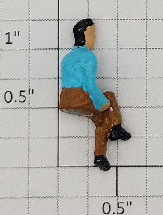 American Flyer FIG0218 Painted Metal Man Blue / Brown Flyerville Sitting Figure