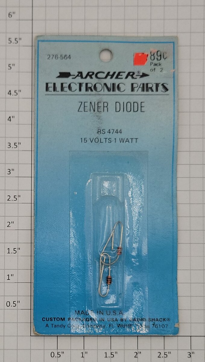 Archer 276-564 Zenor Diode RS 4744 15 Volts 1 Watt (Pack of 2)