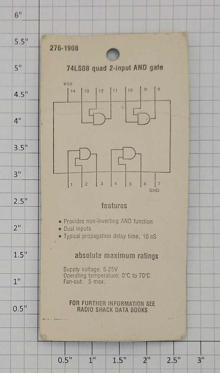 Archer 276-1908 Lower Power Schottky IC Quad 2 Input and Gate 74LS08