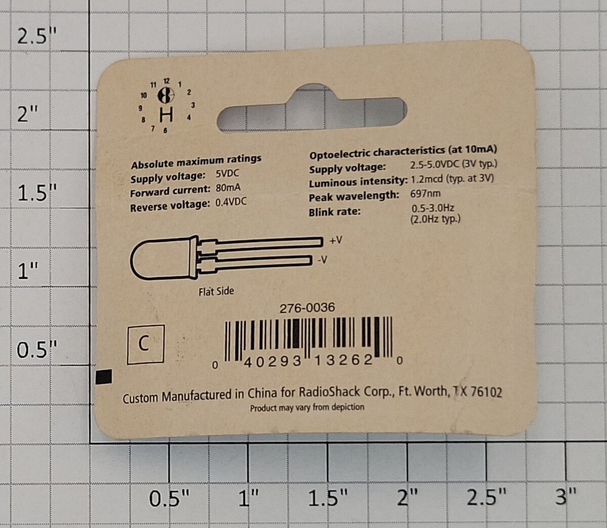 Radio Shack 276-036 5mm Blinking Red LED 5 Volt 20 mA 4.0 mcd