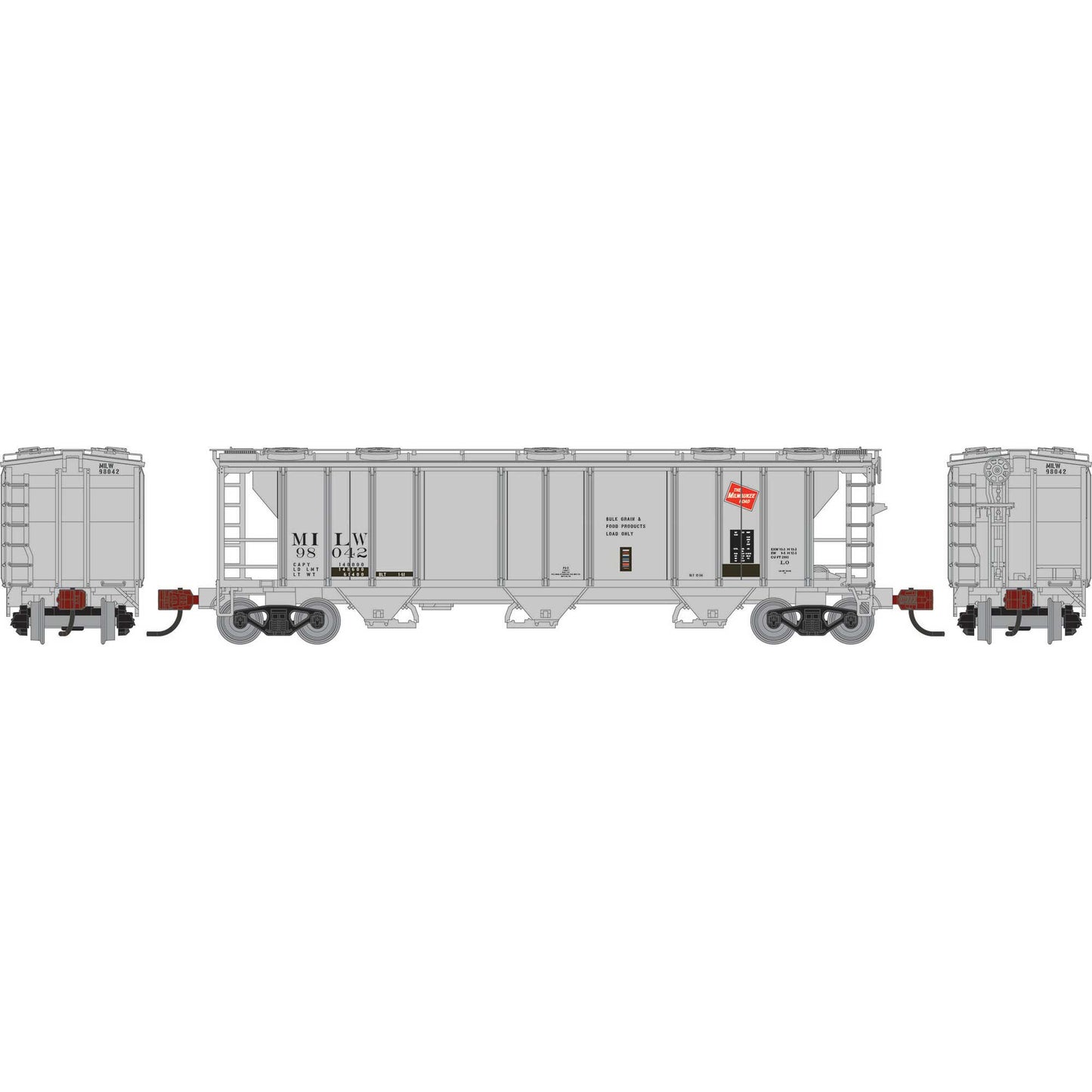 Athearn ATH-1724 N MILW Primed For Grime PS-2 2893 3-Bay Covered Hopper #98042