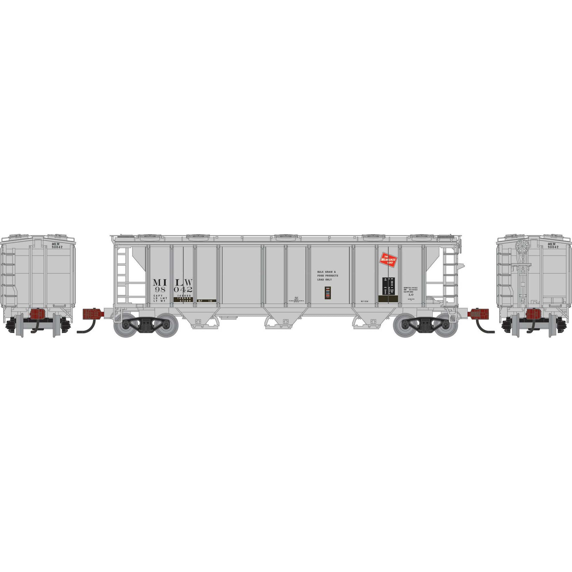 Athearn ATH-1724 N MILW Primed For Grime PS-2 2893 3-Bay Covered Hopper #98042