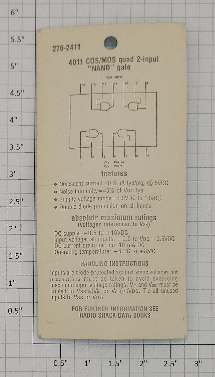 Archer 276-2411 Quad 2-Input NAND Gate 4011