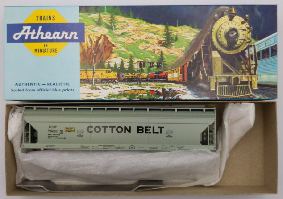 Athearn 1918 HO  Scale Cotton Belt 55' Covered Hopper Kit
