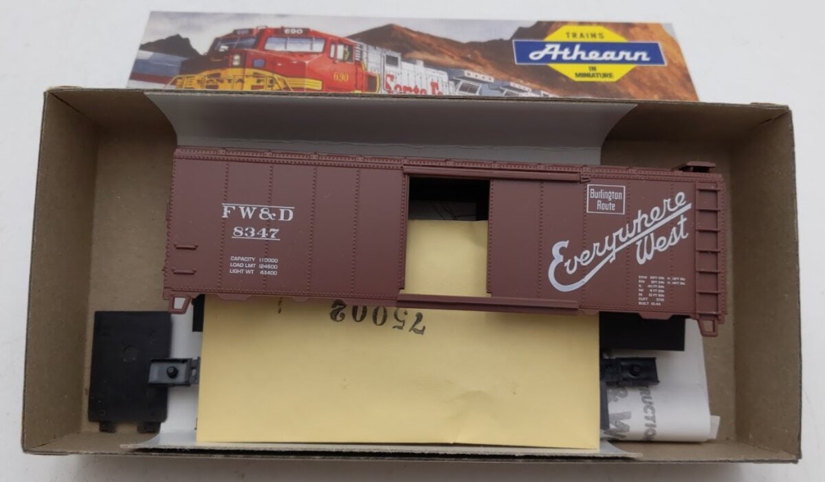 Athearn 5972 HO Scale Fort Worth & Denver/ 40' Box Car Road # 8347 Kit