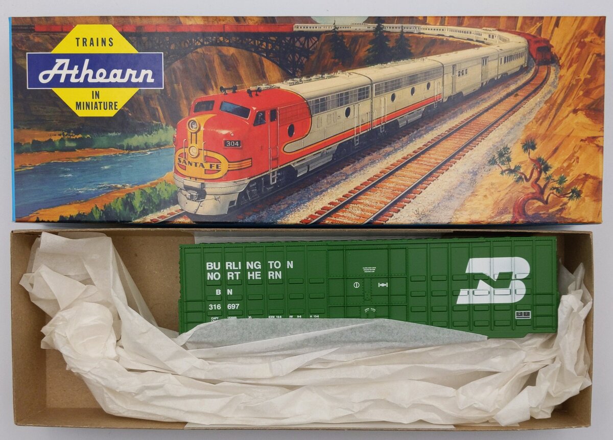 Athearn 23402 HO Burlington Northern 50' Waffle Hi Cube Boxcar Kit