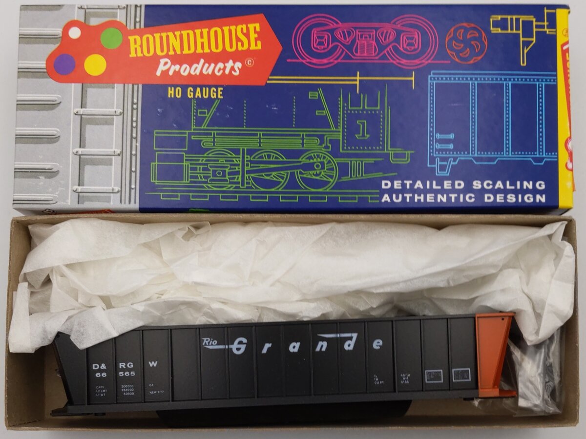 Roundhouse 1666 HO Scale Rio Grande 50' Bath Tub Gondola Kit