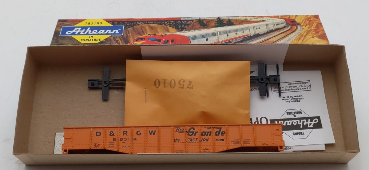 Athearn 1649 HO D & R G W Rio Grande 50' Gondola Car # 56314 Kit