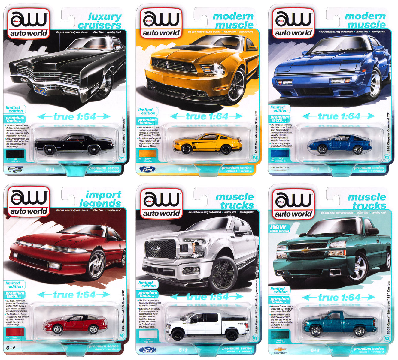 Auto World 64502-A-CASE 1:64 Auto World Premium 2025 Release 1 Set A (Set of 6)