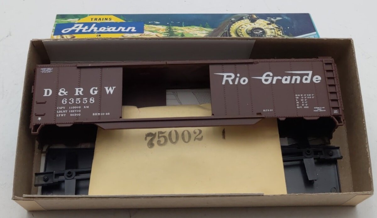 Athearn 292 HO Denver & Rio Grande Western 50' Double Door Boxcar # 63558 Kit