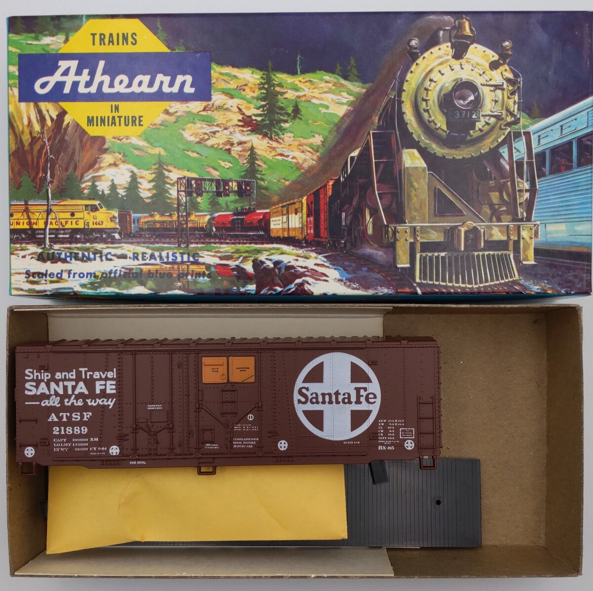 Athearn 2094 HO Scale Santa Fe 40' Grain Loading Boxcar Kit