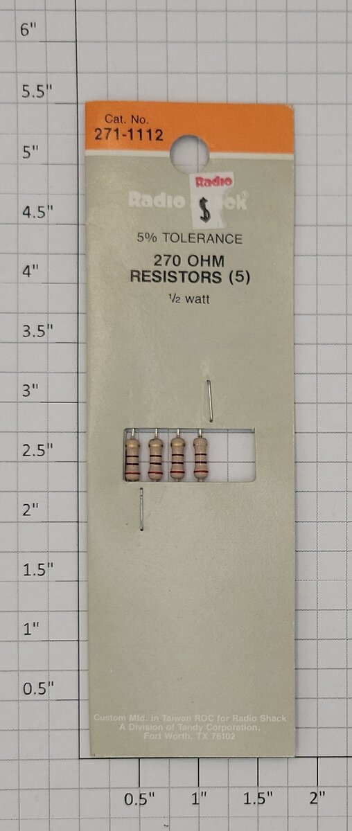 Radio Shack 271-1112 270- OHM Resistors (Pack of 4)