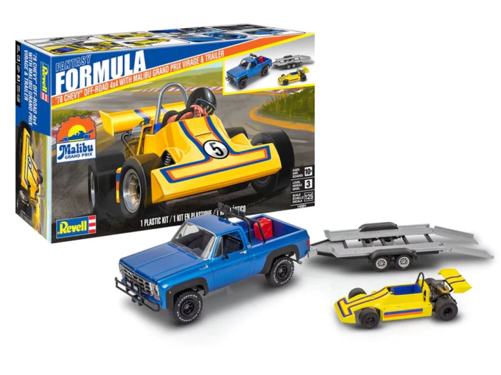 Revell 14581 1:25 '78 Chevy Off-Road 4x4 w/Malibu GP Virage & Trailer Kit