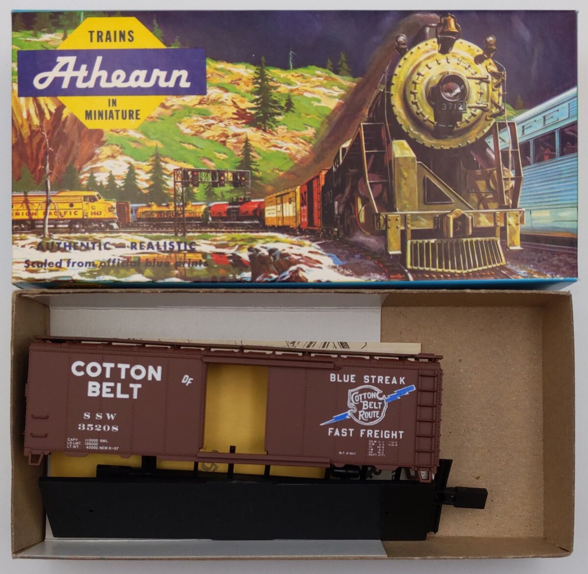 Athearn 296-2 HO Cotton Belt Blue Streak Boxcar Kit