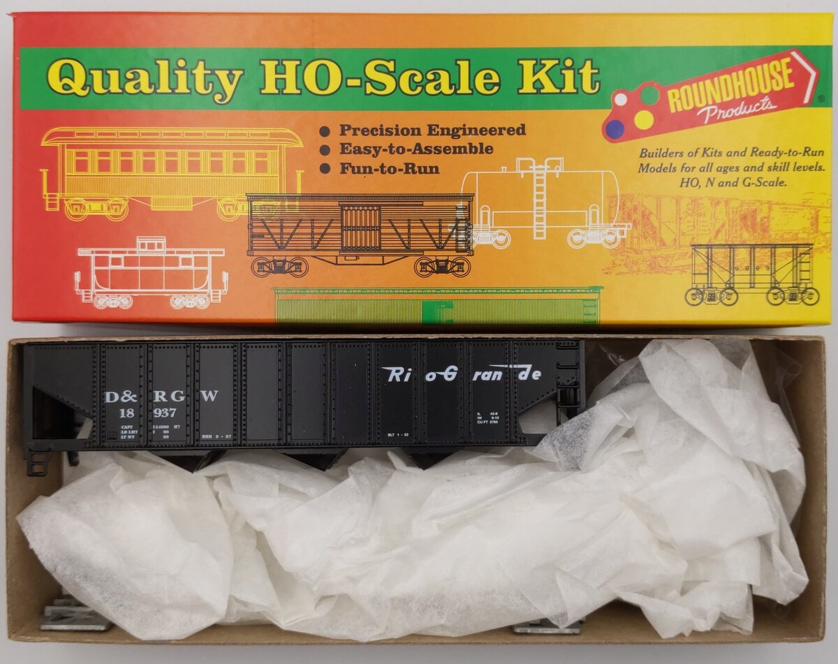 Roundhouse 77201 HO D & RGW 3-Bay Rib-Side Hopper Kit