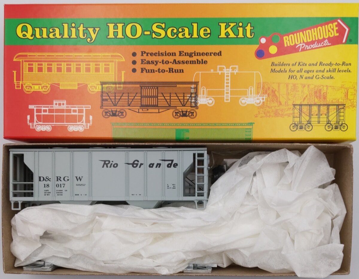 Roundhouse 77200 HO D & RGW 2-Bay Covered Hopper Kit