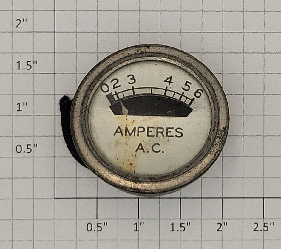 Acme 0903-1 Vintage 1-13/16" Round 0-6 Amperes A.C. Panel Meter Wired