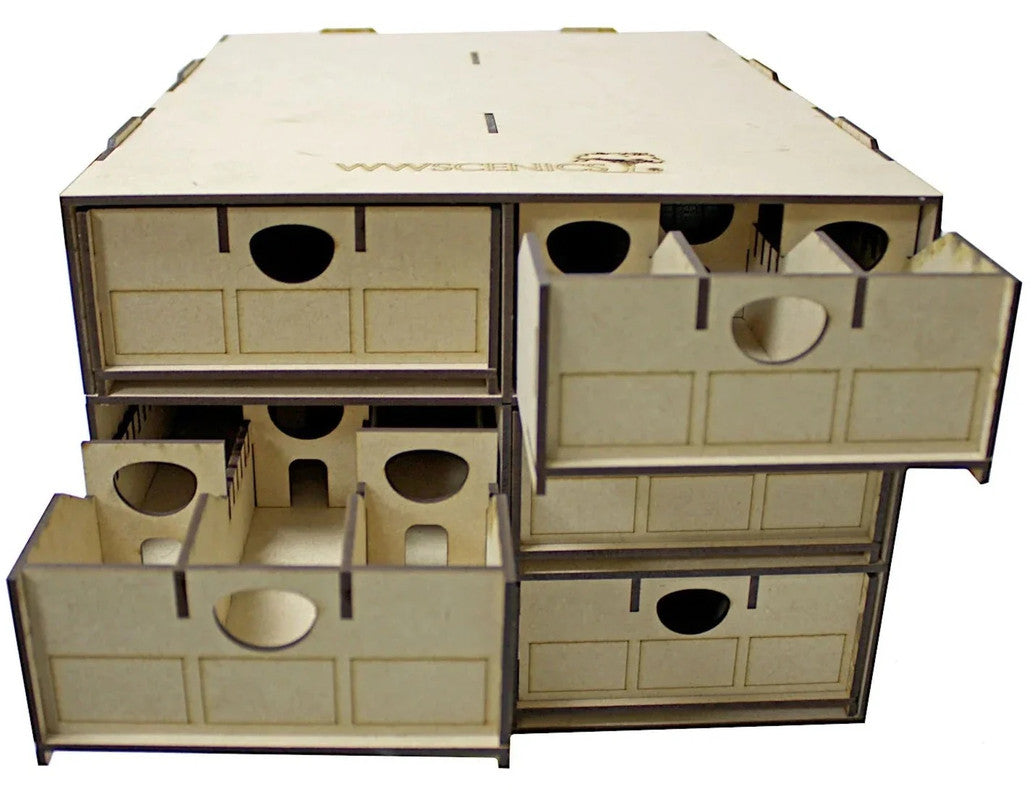 WWScenics WSLC-018 WWS Rolling Stock Storage Box 6 Multi-Compartment Drawers