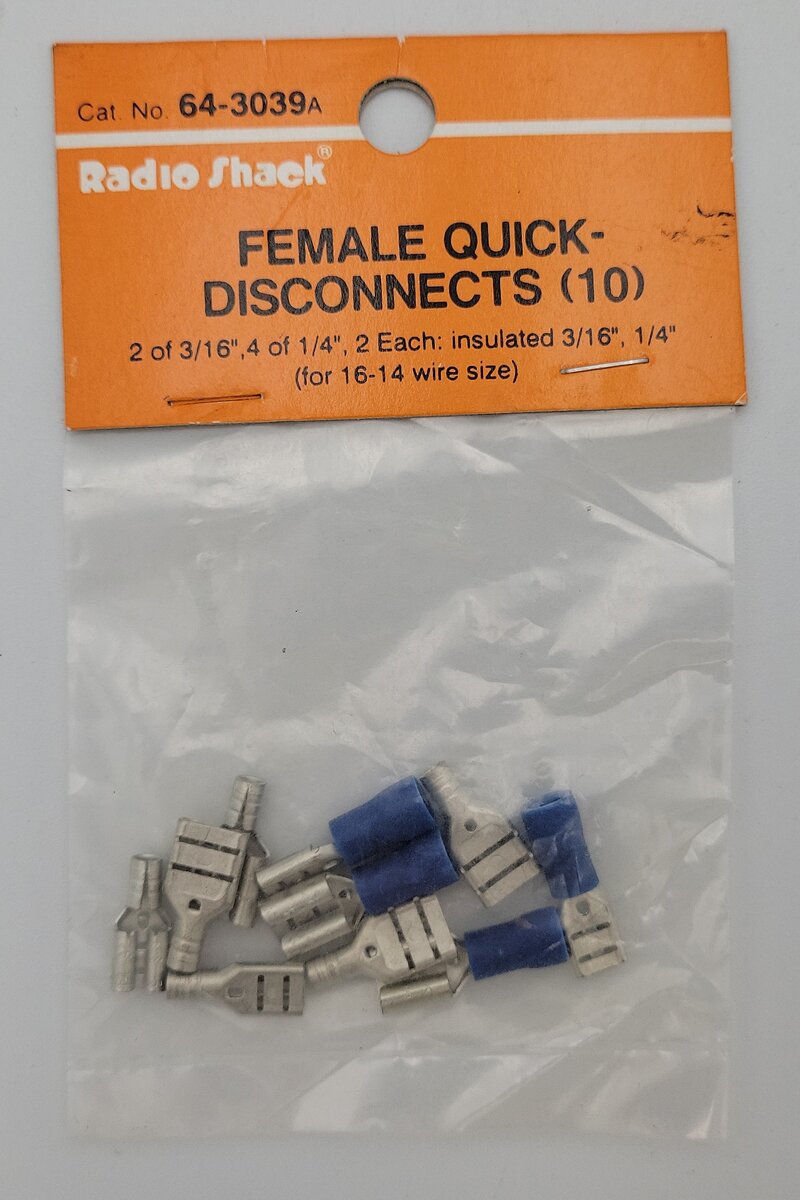 Radio Shack 64-3039 Female Quick-Disconnects